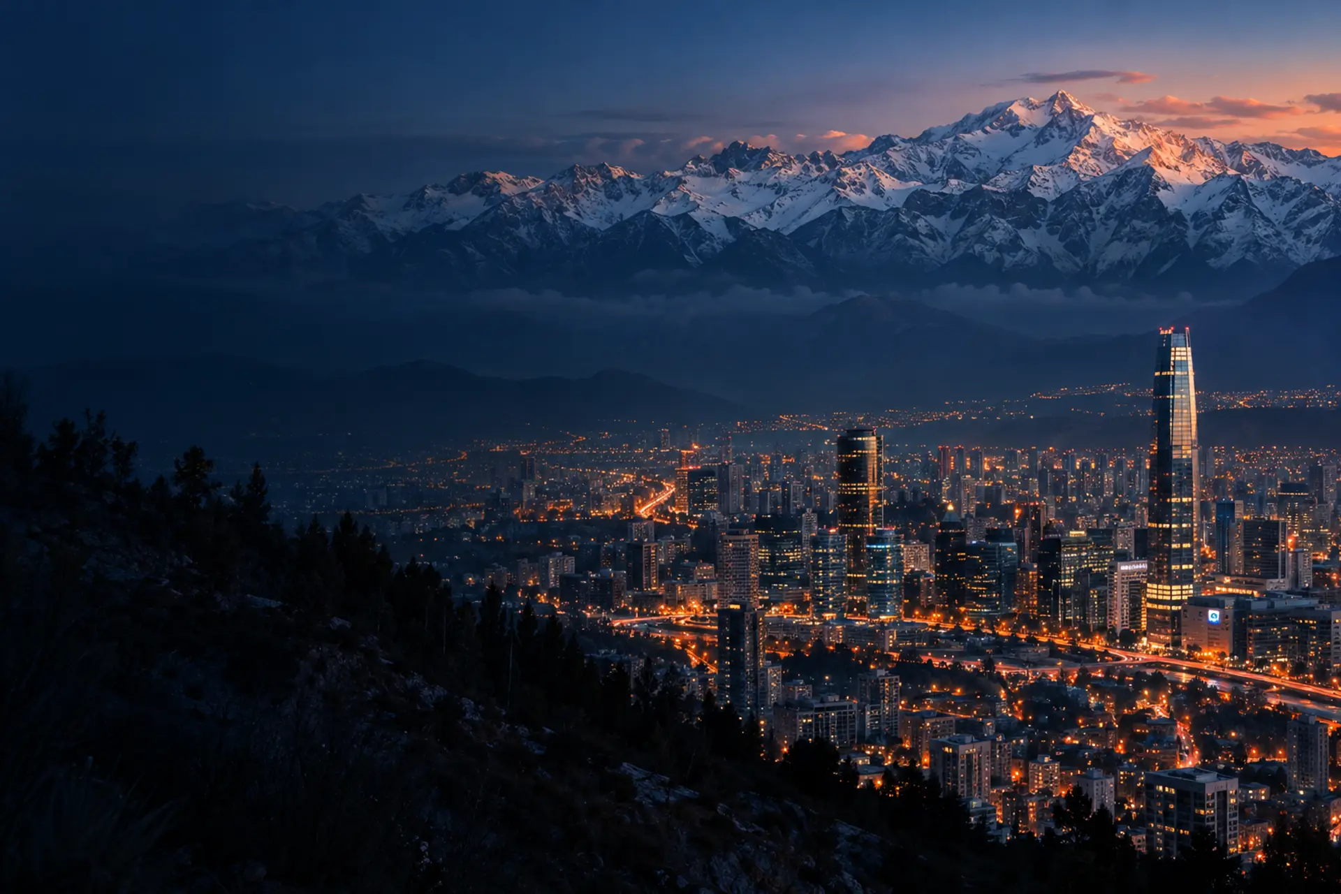 Cordilheira dos Andes sobre Santiago
